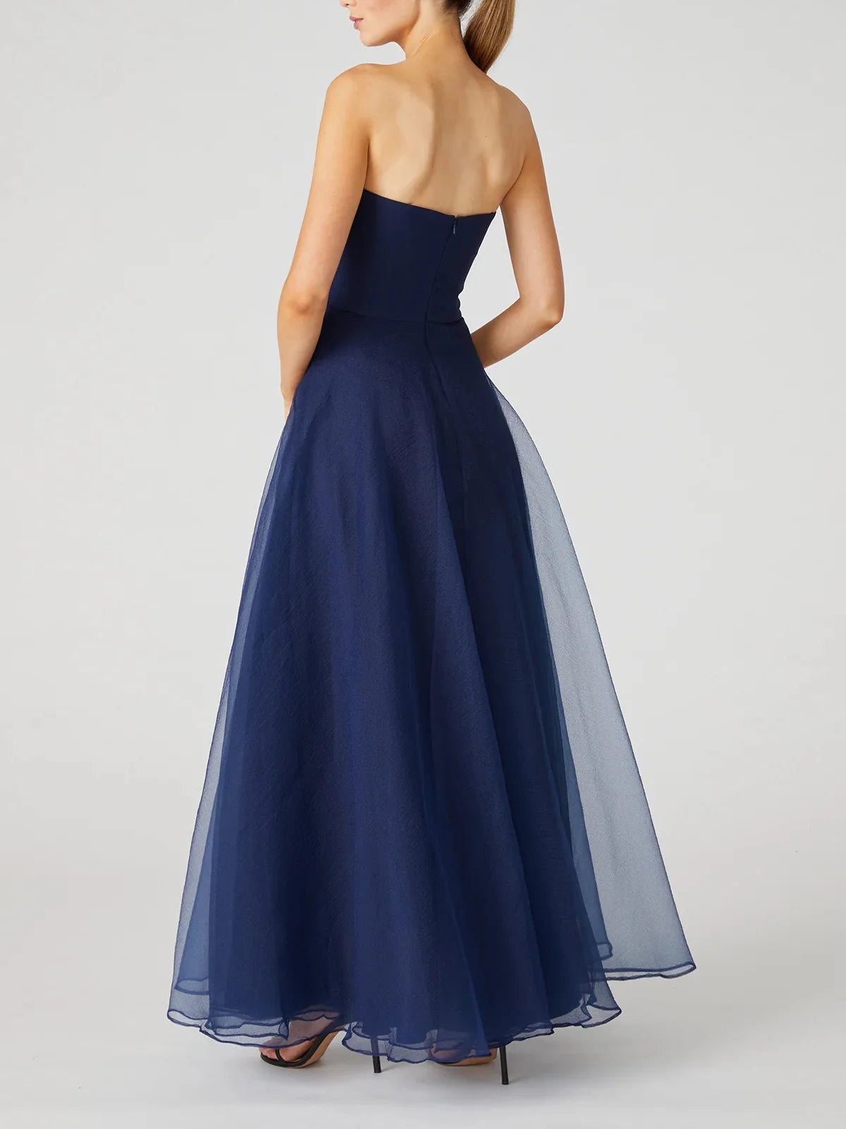 A-Line/Princess Strapless Sleeveless Ankle-Length Evening Dress